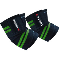 Kobo Wta-44-Black-Green Elbow Wrap Wta-44 Weight Lifting Elbow Wraps Heavy Duty Elastic Compression Support, Free Size (Black/Green)