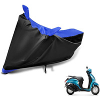 Euro Care Scooty Cover Compatible With Fascino With Mirror Pocket,Dustproof, Windproof, Belt Buckle, Fascino Scooty Cover- Black-Blue - 1 Unit