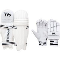 Whitedot Ultralite Moulded Cricket Batting Pad With Eleanor Cricket Batting Gloves, Combo, Suitable For Youth/Medium, Right Hand
