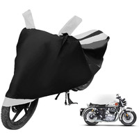 Auto Hub Bike Cover Compatible With Re Interceptor 650 With Mirror Pocket,Dustproof, Windproof, Belt Buckle, Super Interceptor 650 Bike Cover- Black-White - 1 Unit
