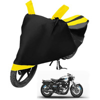 Auto Hub Bike Cover Compatible With Re Shotgun 650 With Mirror Pocket,Dustproof, Windproof, Belt Buckle, Super Shotgun 650 Bike Cover- Black-Yellow - 1 Unit
