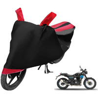 Auto Hub Bike Cover Compatible With Re Scram 411 With Mirror Pocket,Dustproof, Windproof, Belt Buckle, Super Scram 411 Bike Cover- Black-Red - 1 Unit