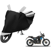Auto Hub Bike Cover Compatible With Re Scram 411 With Mirror Pocket,Dustproof, Windproof, Belt Buckle, Super Scram 411 Bike Cover- Black-White - 1 Unit