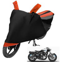 Auto Hub Bike Cover Compatible With Re Shotgun 650 With Mirror Pocket,Dustproof, Windproof, Belt Buckle, Super Shotgun 650 Bike Cover- Black-Orange - 1 Unit