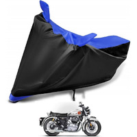 Auto Hub Bike Cover Compatible With Re Interceptor 650 With Mirror Pocket,Dustproof, Windproof, Belt Buckle, Super Interceptor 650 Bike Cover- Black-Blue - 1 Unit