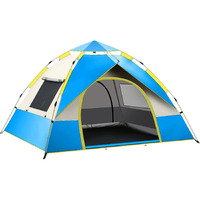 Hacer Camping Spring Tent For 3 Person 2 Doors 210D+170T Fabric Lightweight Backpacking Waterproof Windproof Portable Cabin For 2 To 3 Persons Suitable For Hiking (Blue, 1 Pc)