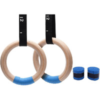 Boffle Wood Gymnastics Rings With Adjustable Cam Buckle Straps Exercise Non-Slip Training For Home Gym Full Body Workout.