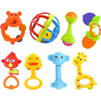 Vibgyor Vibes Lovely Attractive Colourful Non Toxic Shake & Grab Rattles For Babies,Newborns Toddlers, Infants, Child Set Of 8 Multi Color