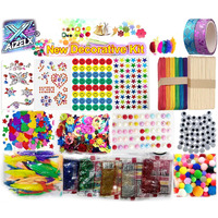 Ziggle New Decoration Diy Art Craft Kit For Kids (17 Art Craft Supplies) Art Craft Set Art Craft Materials Glitter Tapes Foam Sticker Gem Stone Feather Mirrors (), Silver