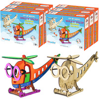 Funvention Helicopter - 3D Coloring Model (Pack Of 6) - Diy Desk Organizer Pen Stand - Stem Leanring 3D Puzzle Toy -Art, Coloring And Painting Kit For Kids -Birthday Return Gift, Kids Party Pack