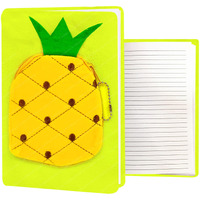 Funblast Soft Fur Diary For Girls, Fruits Plush Notebook For Girls, Boys, Kids | Fancy Design Pineapple Stylish Diary With Mini Coin Pouch For Girls