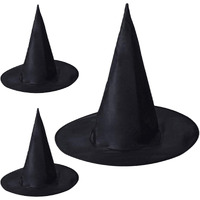 Kaku Fancy Dresses Black Witch Hat For Girls | Black Witch Hat For Halloween Party Prop - Pack Of 3