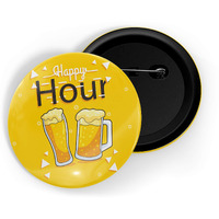 Dhcrafts Pin Badges Yellow Hour Glossy Finish Design Pack Of 1
