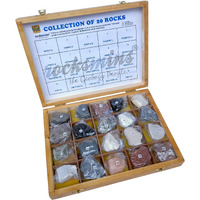 Rocksmins Ro20Wb Collection Of 20 Rocks In Heavy Wooden Box Set Of 20 Large Big Specimen Of Rock Igneous Sedimentary Metamorphic Rock Collection Geology Science Toy Kits Ideal For Mineralogy Petrology