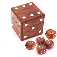 Zyntix Wooden Dice Cube Set For Ludo - Includes 1 Big Dice And 5 Small Ludo Dice - Natural Wood - Useful For Board Games, Family Fun, And Game Night Essentials