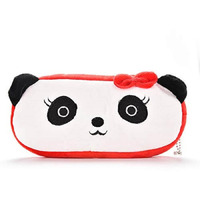 Awestuffs Pencil Pouch Soft Toys For Children, Kids Favorite Pencil Box And Cosmetic Pouch For Girls Multi-Functional Pen Box (Panda Plush) (Panda Red)