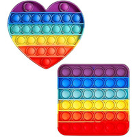 4Mura Pop It Fidget Toys,Push Pop Bubble Fidget Sensory Toy,Autism Special Needs Silicone Stress Relief Toy, Fidget Toy & Novelty Gifts For Kids Adults ((2 Pc)(Heart+Square))