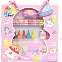 Funblast Stationery Kit For Kids  Happy Family Stationery Box Pencil Pen Eraser Sharpener And Cartoon Pencil Box- Stationary Kit Set For Boys And Girls, Birthday Return Gift For Kids (Multicolor)