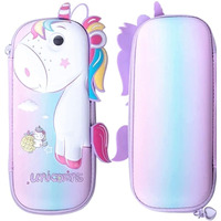 Famous Quality Ethylene Vinyl Acetate (Eva) Stylish 3D Unicorn Pink Hardtop Pencil Case With Multiple Compartments, Kids School Supply Organizer Students Stationery Box (1 Pc Rainbow Color)