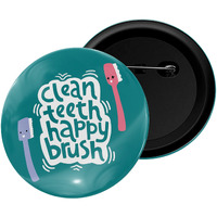 Dhcrafts Pin Badges Clean Teeth Happy Brush Glossy Finish Design Pack Of 1 (58Mm)