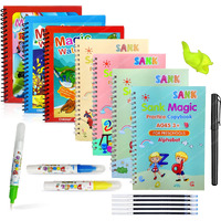Funblast Magic Water Painting Book With Sank Magic Practice Copybook Combo Kit For Kids  16 Pcs Reusable Water Painting And Hand Lettering Set For Kids, Water Coloring Drawing Sheets For Kids