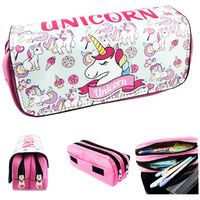 Fancyku Polyester One Piece Pencil Case, Anime Pencil Pouch, Cartoon Prints Pen Pouch, Large Capacity Pu Pencil Bag Stationery Organizer, Students Gift, Multicolor