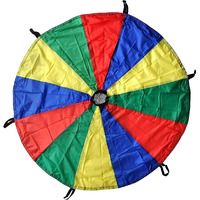 Fitfix Sports Kids Theme Rainbow Parachute 4Feet, 4 Handles With Carry Bag In Bright Colors For Outdoor Sports Development, Team Building, Kids Games, Kids Tent, Cooperative Games- Multicolor