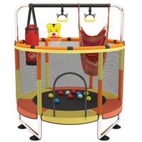 Staranddaisy 4 In 1 Trampoline With Safety Net, Pull Up Handle, Boxing Bag & Swing For Kids Girl & Boy Indoor & Outdoor Play (Orange & Yellow)