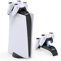 Controller Charging Station For Ps5, Console Top Charger Dock For Dualsense, Dual Fast Charging With Led Indicator, Safe Circuit Protection For Ps 5 Disc & Digital Edition