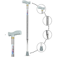 Mcp Jindal Premium Height Adjustable Walking Stick Aluminium Cane Trekking Support Stick For Men, Women & Old People (Silver)