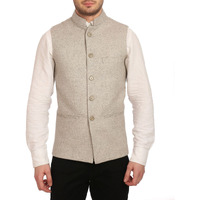 Wintage Men's Tweed Bandhgala Festive Nehru Jacket Waistcoat Silver