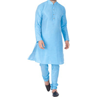 Vastramay Vm Mens Silk Blend Aqua Kurta Pyjama Set - Classic Ethnic Attire For Timeless Style And Cultural Celebrations_Vasmkaq001Npaq_44