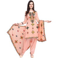 Ethnicjunction Women Chanderi Cotton Un-Stitched Salwar Kameez Dress Material (Ej1180_Free Size), Red