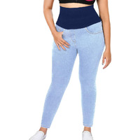 Dermawear Women Stretchable High Waist Regular Fit Shapewear Denim Jeans (Sd-1202_Ice Blue_44)