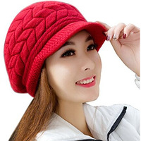 Alexvyan Imported Unisex Wool Men And Women Winter Cap Woolen Knitted Warm Hat (Fur Inside) Hats For Ladies Beanie Girls Skullies Caps Bonnet Femme Snapback (Red), Free Size