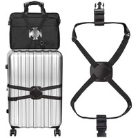 Hasthip 2Pcs Luggage Straps Bag Bungees For Add A Bag, Adjustable Elastic Travel Suitcases Luggage Bags Strap Belt With Buckles - Black