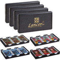Lancer Dx Plastic Playing Cards (Set Of 12), Bridge Size, Multicolor Cards Packed In Three Piece Pvc Containers, Cards For All Ages Used For Card Games, Poker And Rummy