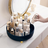 House Of Quirk Lazy Susan Turntable, Cosmetics And Perfume Organizer For Cabinet Clear Organizer Bin Round Shape 360 Degree Rotating Storage Tray (Blue)