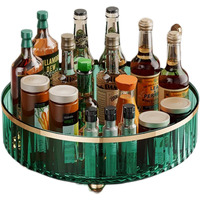 House Of Quirk Turntable Cupboard Organizer Multi-Functional Spice Rack Kitchen Rotating Storage Rack Transparent Revolving Condiment Holder For Kitchen Storage (Green)