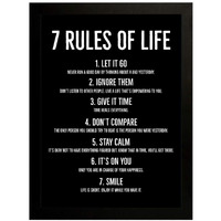 Interio Crafts 7 Rule Of Life Motivational Wall Frame Poster, Synthetic Wood, Size 13"X10" Inches (Black)