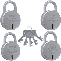 Foora Same Key Lock Set - 4 Padlocks With 5 Common Key, Multiple Lock With Single Key For Home Security