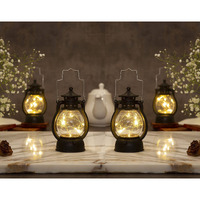 Satyam Kraft 4 Piece Acrylic Antique Lamp Hurricane Wall Hanging Led String Light Holders Perfect For Home Decor, Diwali Decor, Gifts, Bedrooms, And Living Rooms (Yellow)