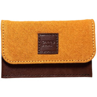 Canvas & Awl Canvas & Genuine Leather Card Holder Pocket Sized Slim Minimalist Wallet Business Card Case (Yellow & Brown)