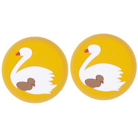 Mockery Door Stoppers Cartoon Cute Design Silicone Self-Adhesive Absorbing Gel For Children's Room Door Lock Protective Pad Handle For Furniture Refrigerator (Pack Of 2, Yellow)