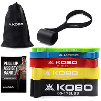 Kobo 5 Power Loop Band Set With Door Anchor/Pull Up Assist Bands 41 Inch| Powerlifting Bands - For Mobility & Body Stretching, Powerlifting, Resistance Training With Workout Guide Booklet