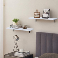 Flux Floating Wall Shelf For Living Room Wall Mount Wall Shelves Book Shelves For Wall, Room Kitchen, Bathroom, Bedroom And Home Decor (1) (White - Pack Of 2)