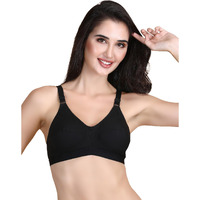 Klassik | Since 1993 | Woman Everyday 100% Cotton Bra, Non-Padded & Full Coverage | Wirefree, Adjustable Straps Bra For Girls | Blck Colour-E(46) Black