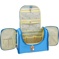 Atorakushon Nylon Sky Blue Hanging Travel Toiletry Bag Makeup Storage Box Vanity Cosmetic Hygiene Bag Wardrobe Organizer Jewellery Pouch For Women