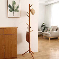 Ada Premium Natural Bamboo Coat Rack Free Standing With 7 Hooks, Tree Coat Rack Stand For Coats, Hats, Scarves, Clothes, And Handbags Diy Golden Yellow, Cm