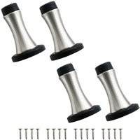 Volo Set Of 4 Pcs Heavy Duty Stainelss Steel Wall Mounted Door Stops, Rigid Door Stopper With Low Mounted Black Rubber Bumper Tips, Protect Wall & Door For Kitchen, Bedroom, Office (4)